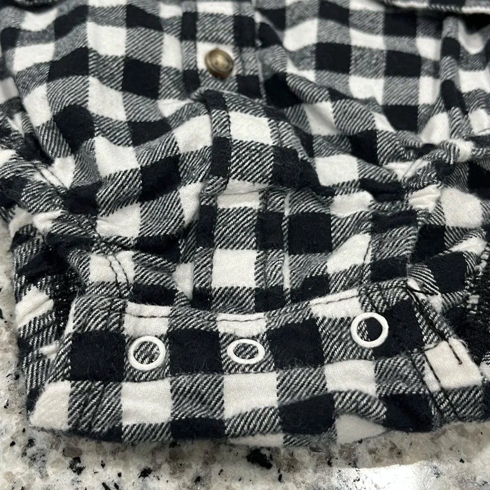 Carter's Infant Boy's Flannel Black Checkered Plaid Button Down Shirt, 9 Months